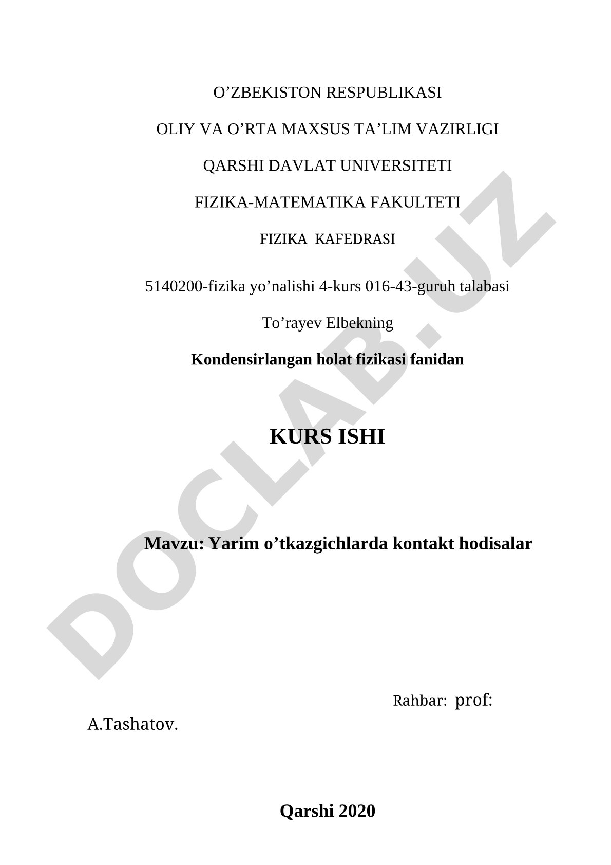 Yarim o'tkazgichlarda kontakt hodisalar