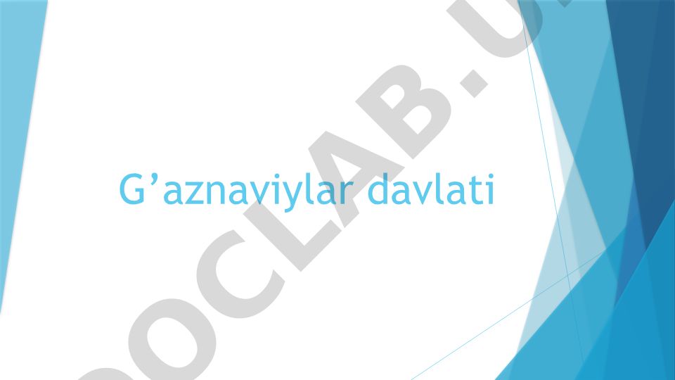 G'aznaviylar davlatining tashkil topishi va faoliyati