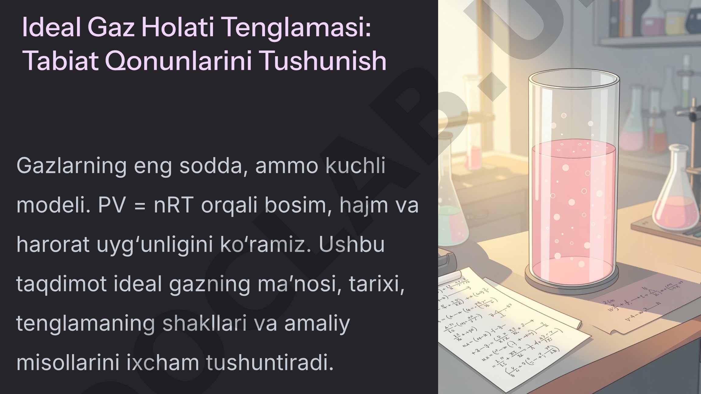 Ideal Gaz Holati Tenglamasi: Tabiat Qonunlarini Tushunish
