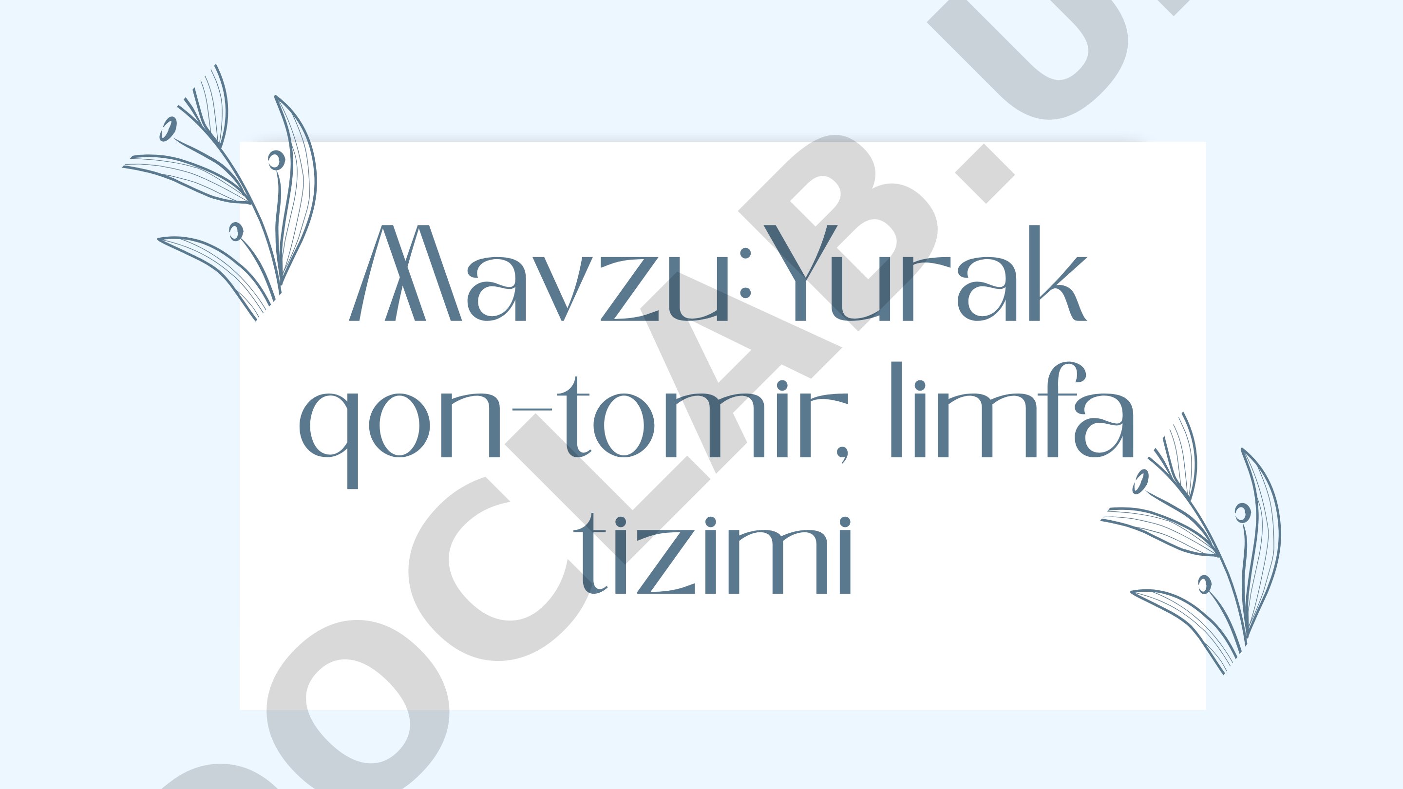 Yurak qon-tomir, limfa tizimi