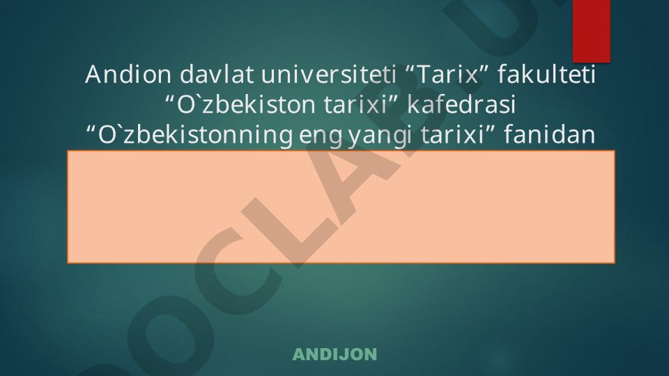 O‘zbekistonda demokratik, fuqarolik jamiyati asoslarining shakllanishi va siyosiy islohotlar