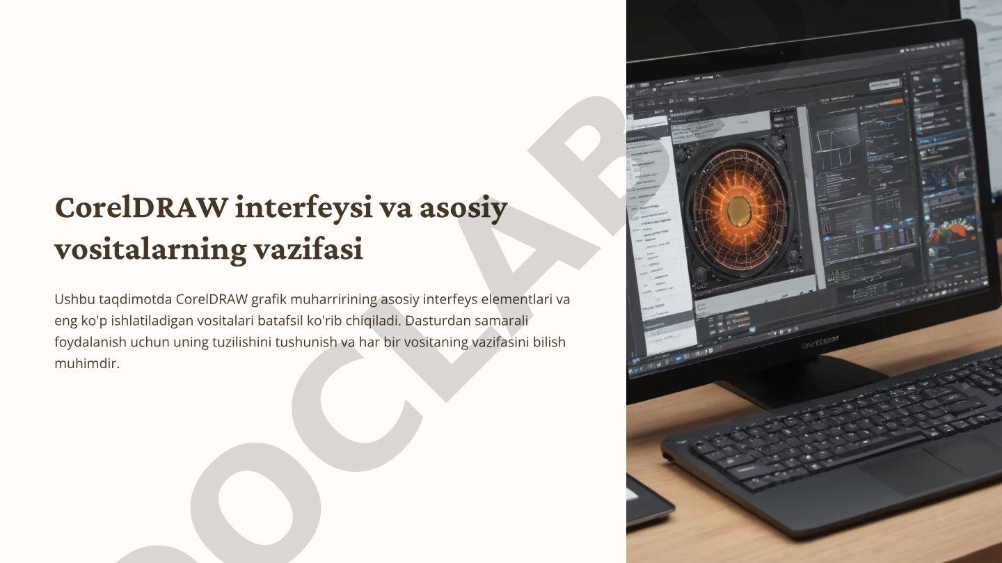 CorelDRAW grafik muharriri interfeysi va asosiy vositalar