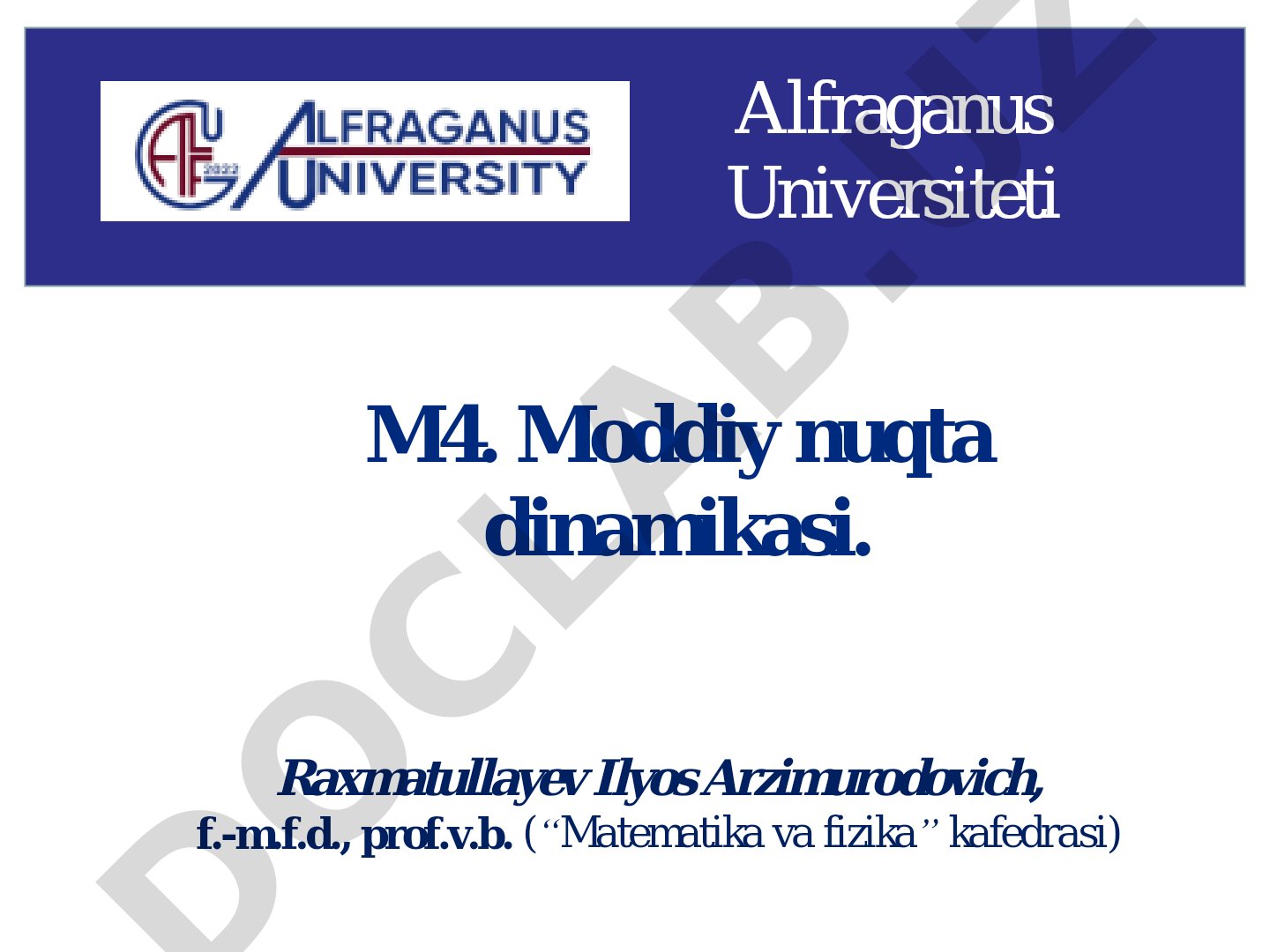 M4. Moddiy nuqta dinamikasi