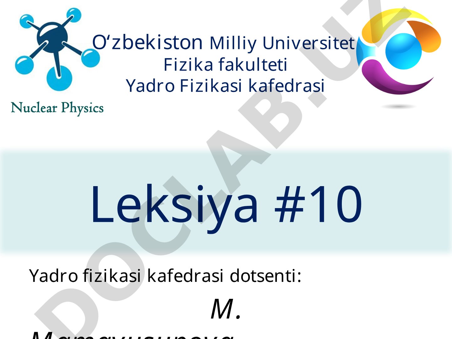 Yadro va elementar zarralar fizikasi Radioaktivlik