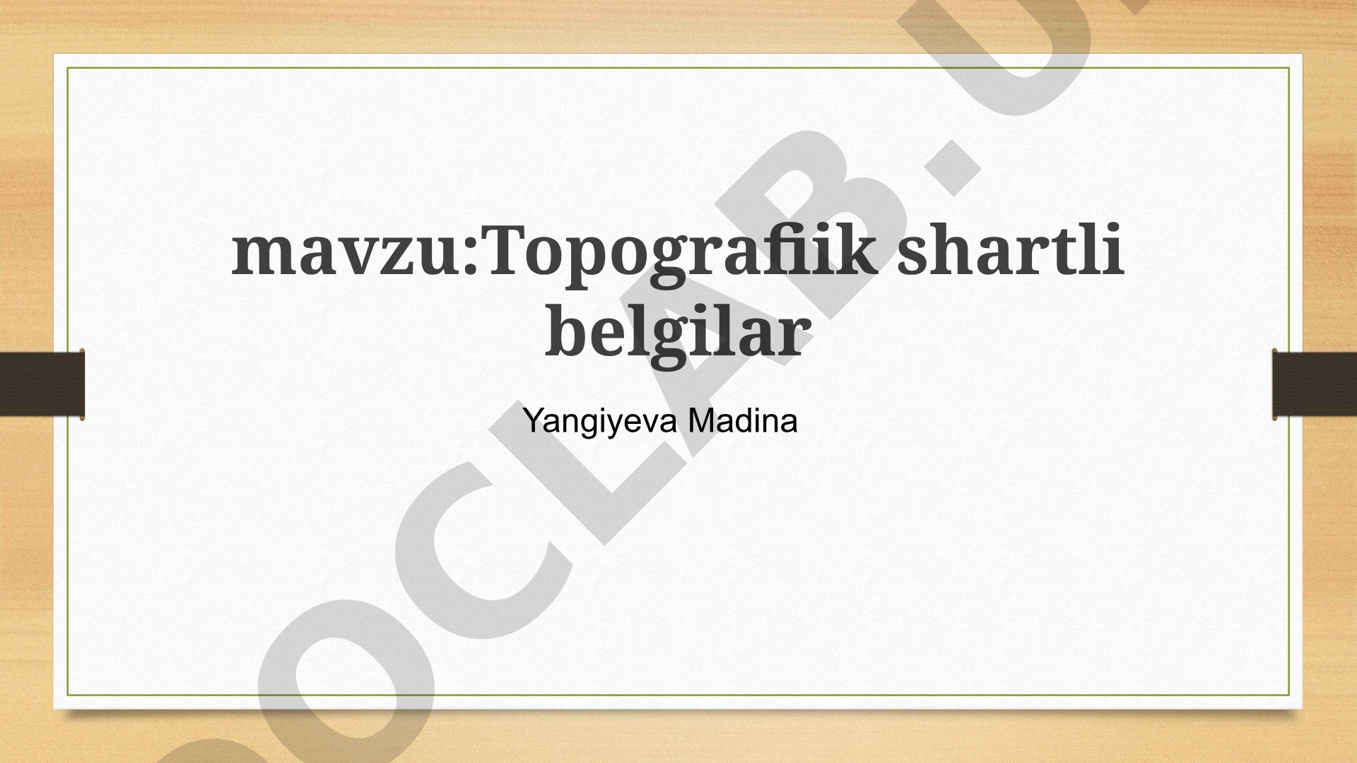 Topografik shartli belgilar tasnifi, foydalanish va belgilar usuli haqida taqdimot