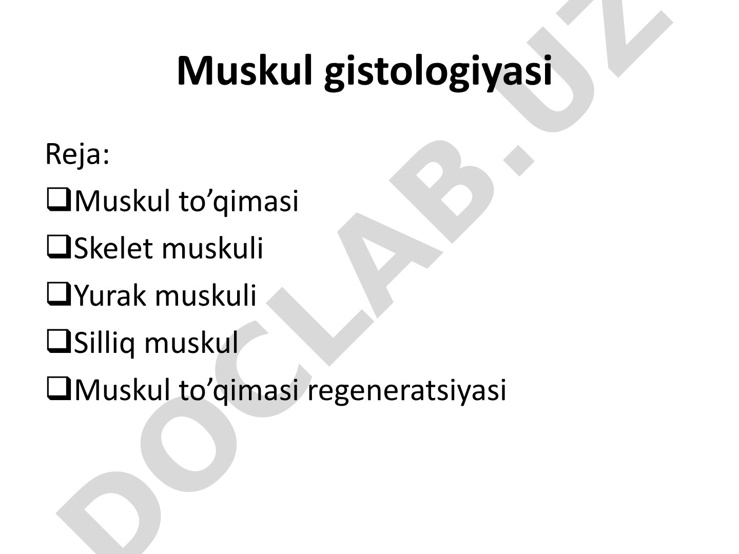 Muskul to'qimasi tuzilishi, turlari va regeneratsiyasi haqida