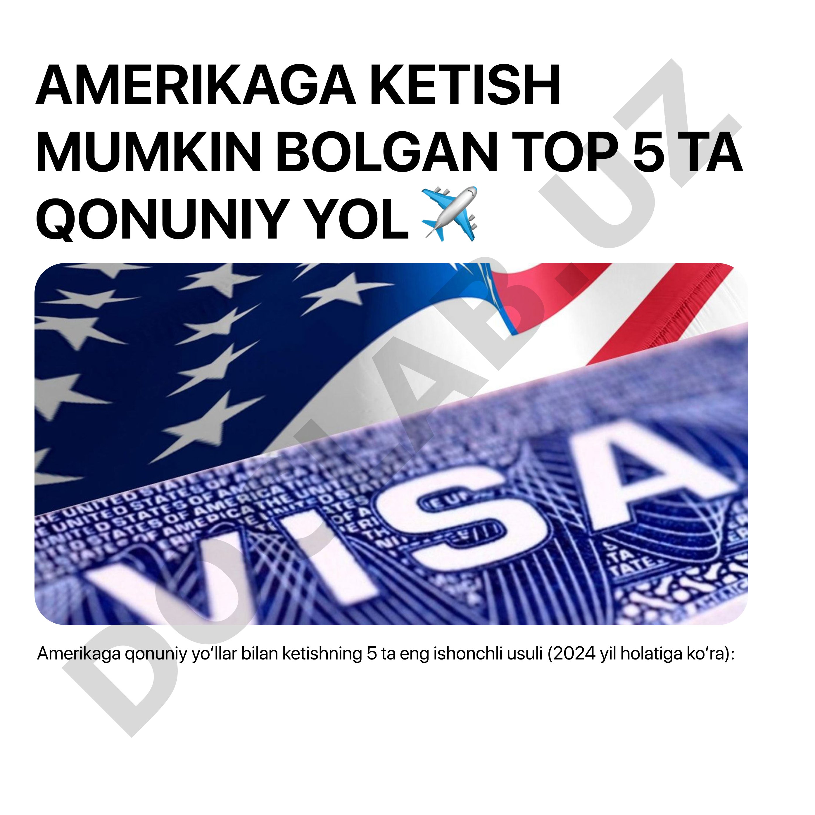 Amerikaga ketishning qonuniy yo'llari