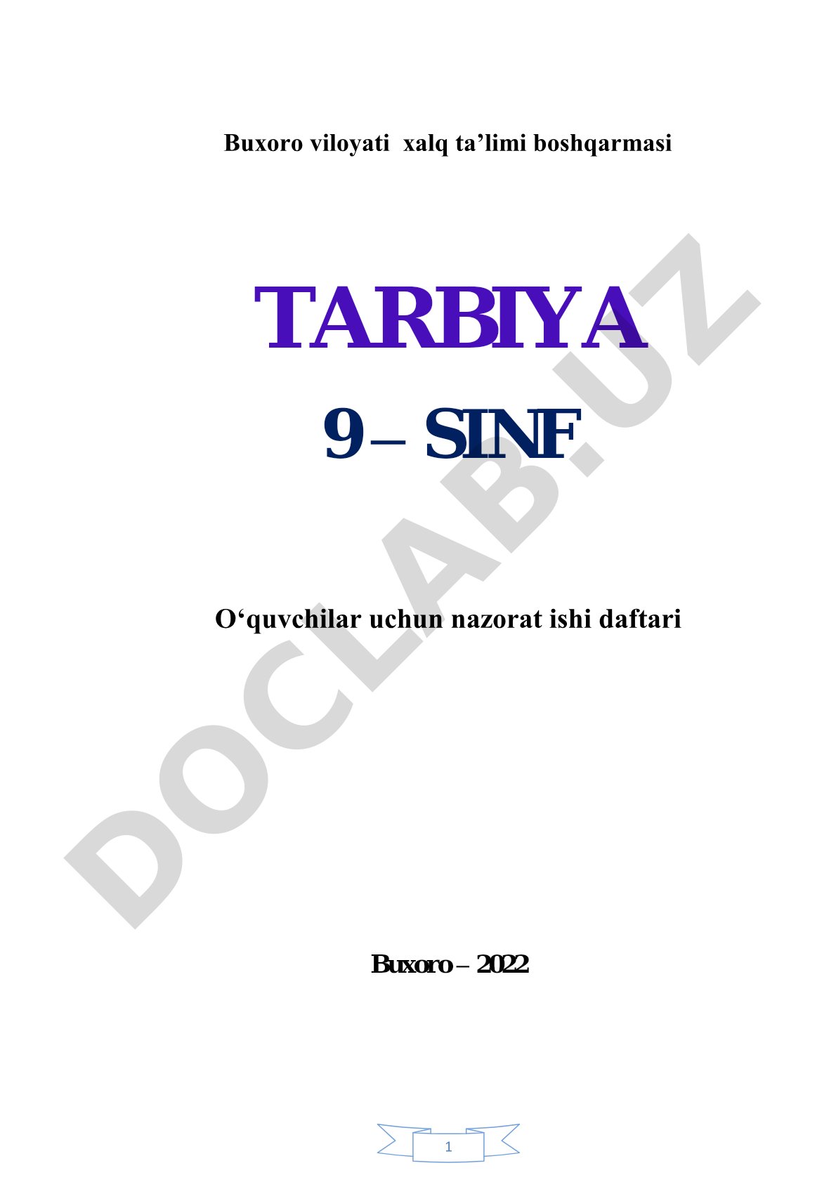 Tarbiya fanidan 9-sinf uchun nazorat ishlari
