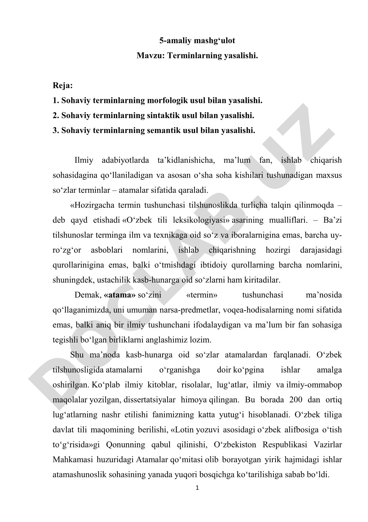 Terminlarning yasalishi