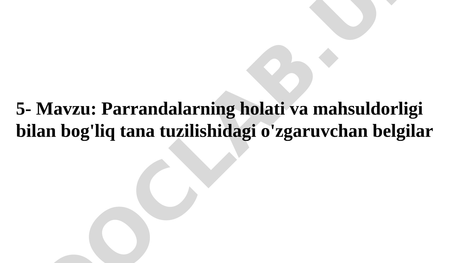 Parrandalarning holati va mahsuldorligi bilan bog'liq tana tuzilishidagi o'zgaruvchan belgilar