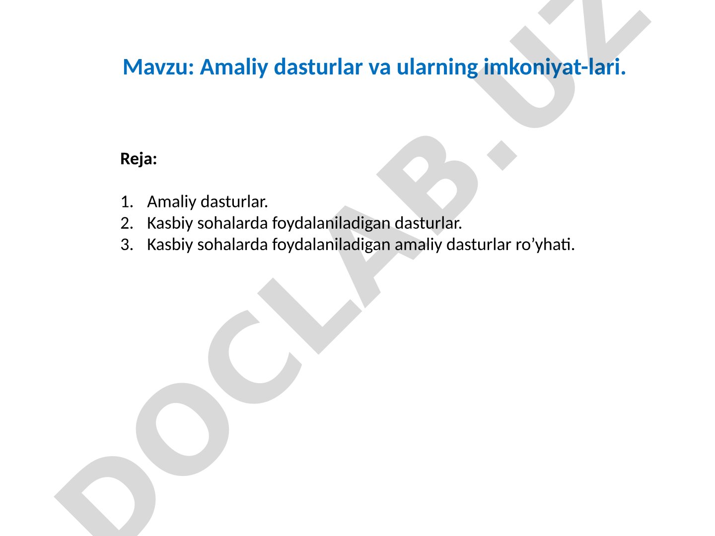 Amaliy dasturlar va ularning imkoniyatlari