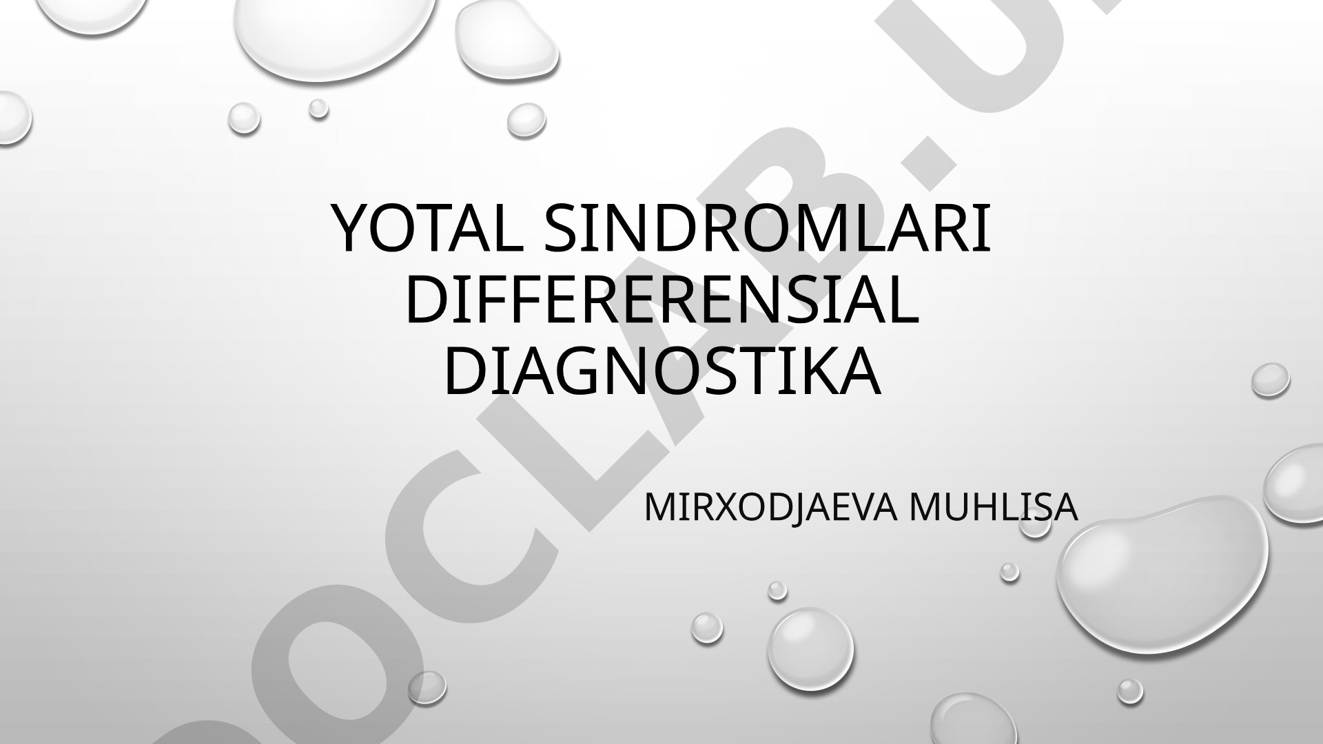 Yo'tal sindromlari differensial diagnostikasi