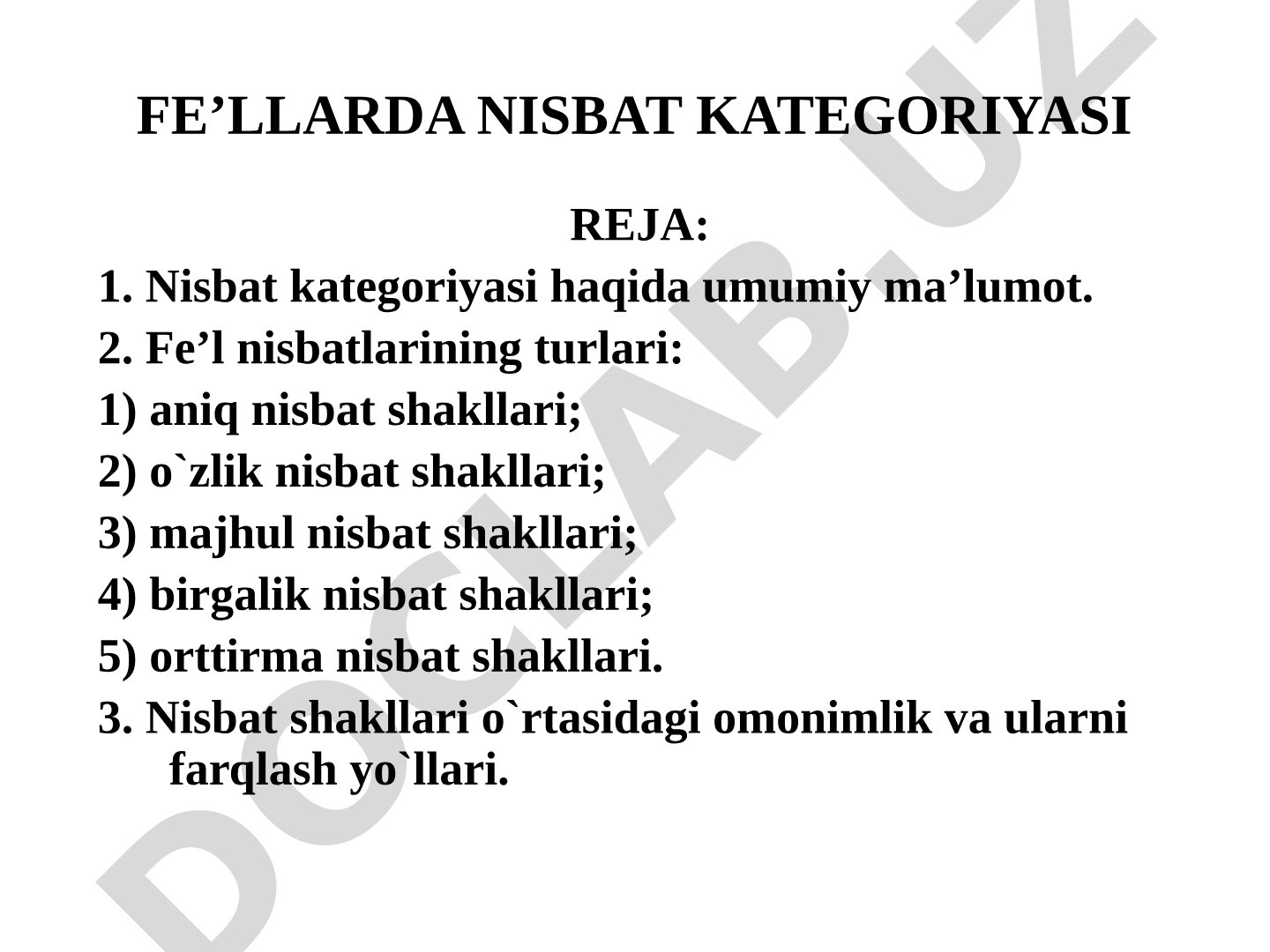 Fe'llarda nisbat kategoriyasi
