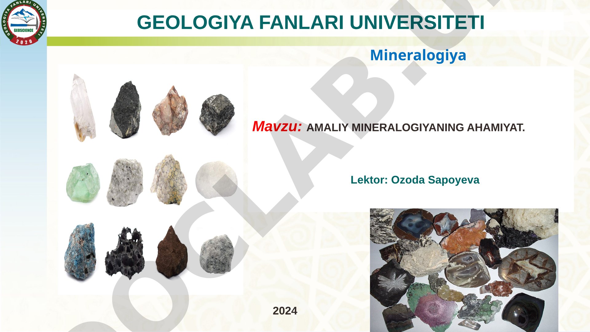 AMALIY MINERALOGIYANING AHAMIYAT