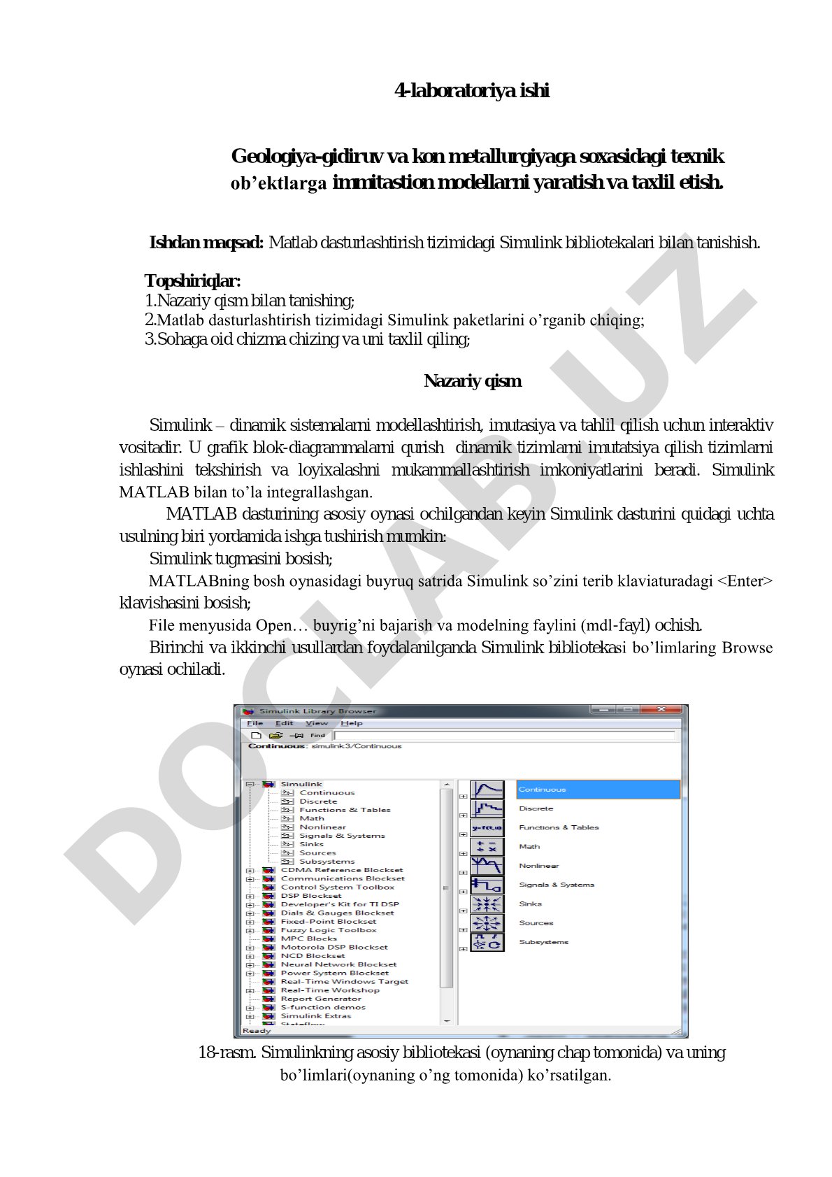 Geologiya-gidiruv va kon metallurgiyasi texnik ob'ektlariga imitatsion modellarni yaratish va tahlil qilish
