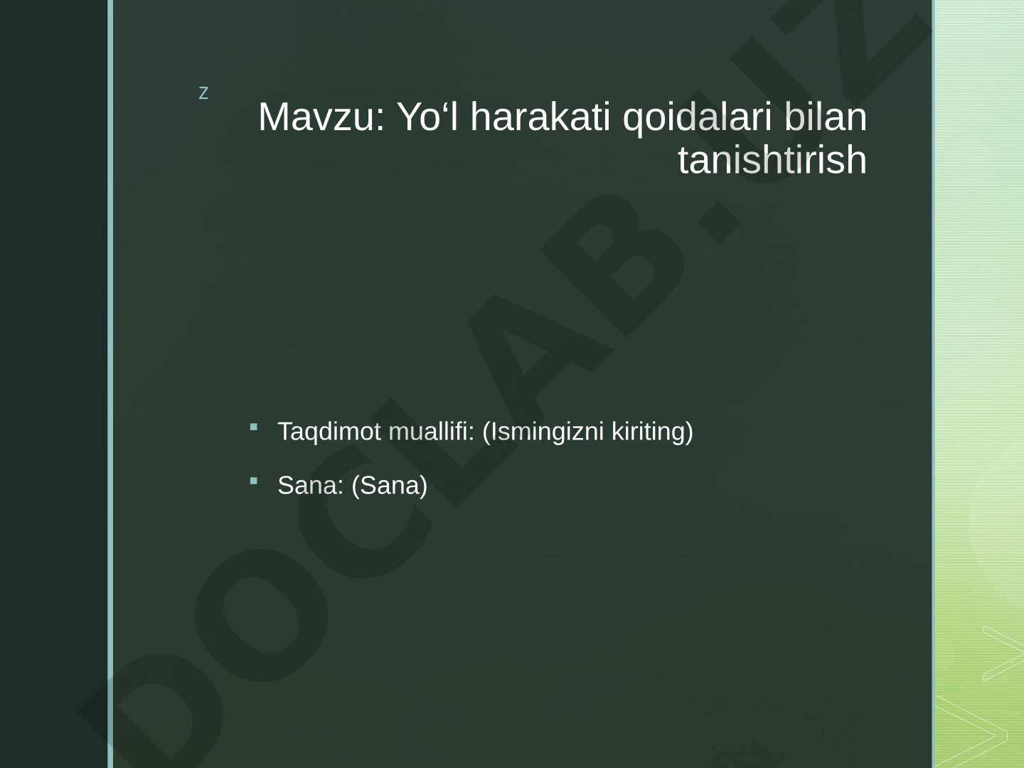 Yo‘l harakati qoidalari bilan tanishtirish