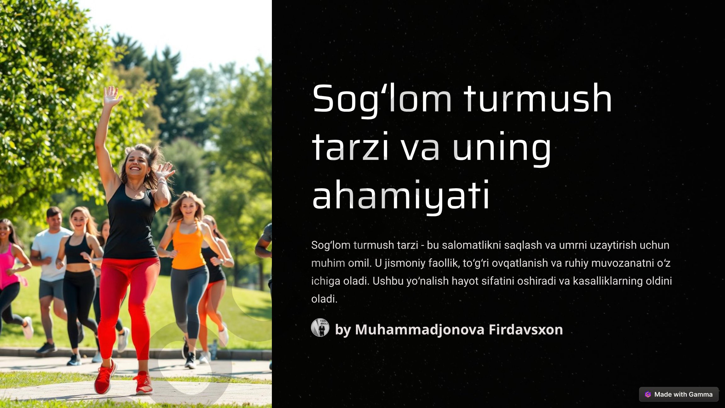 Sogʻlom turmush tarzi va uning ahamiyati