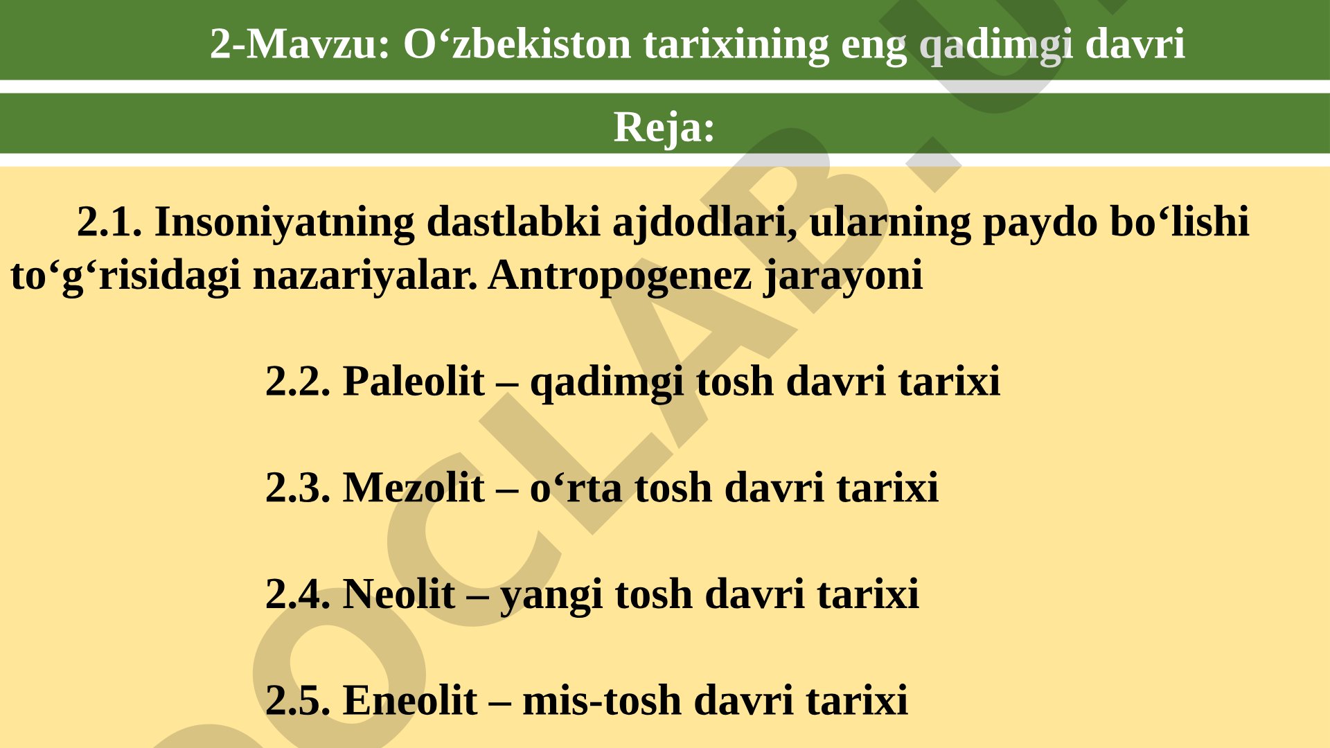 O‘zbekiston tarixining eng qadimgi davri