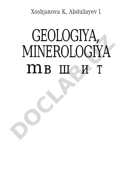 Geologiya, mineralogiya va geodeziya asoslari