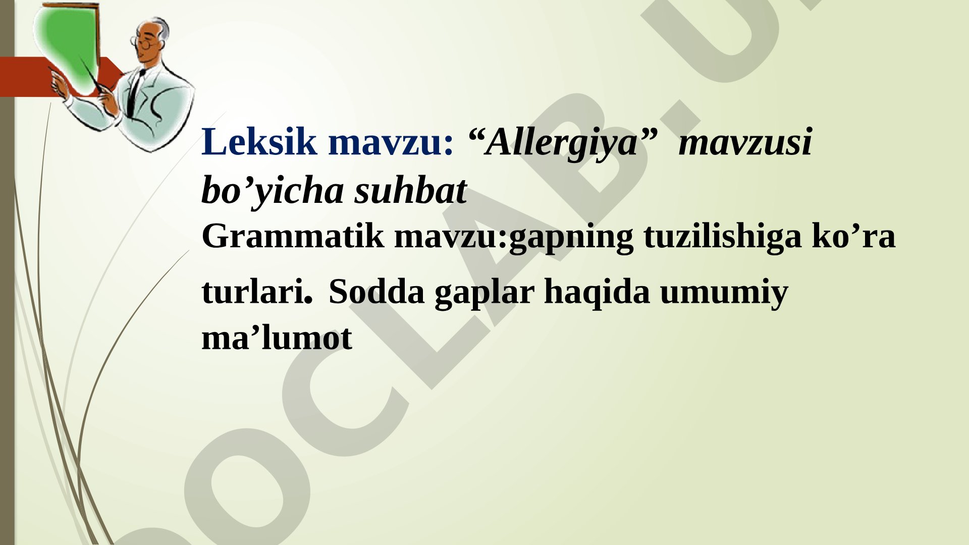 Allergiya mavzusi bo'yicha suhbat va sodda gaplar haqida umumiy ma'lumot