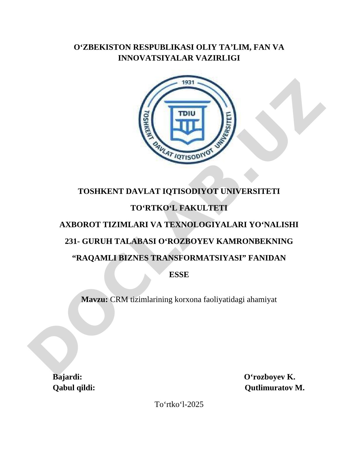 CRM tizimlarining korxona faoliyatidagi ahamiyat