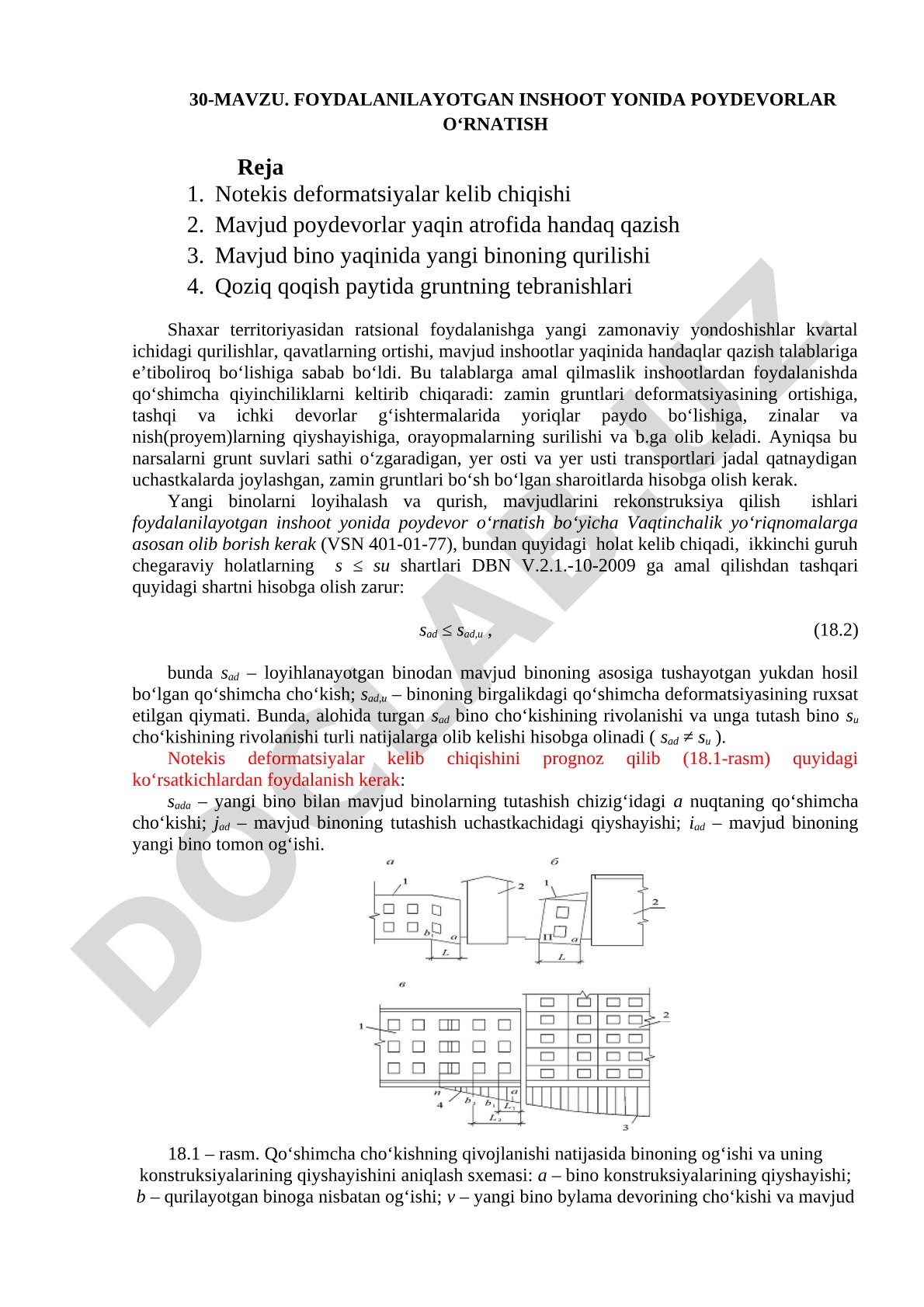 Foydalanilayotgan inshoot yonida poydevorlar o‘rnatish