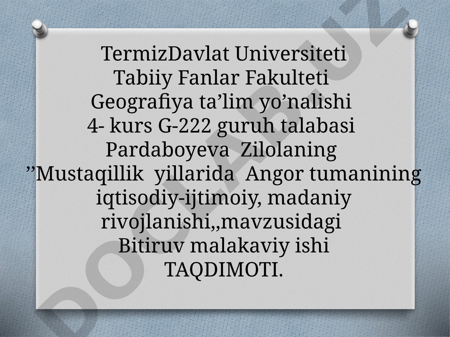 Mustaqillik yillarida Angor tumanining iqtisodiy-ijtimoiy, madaniy rivojlanishi