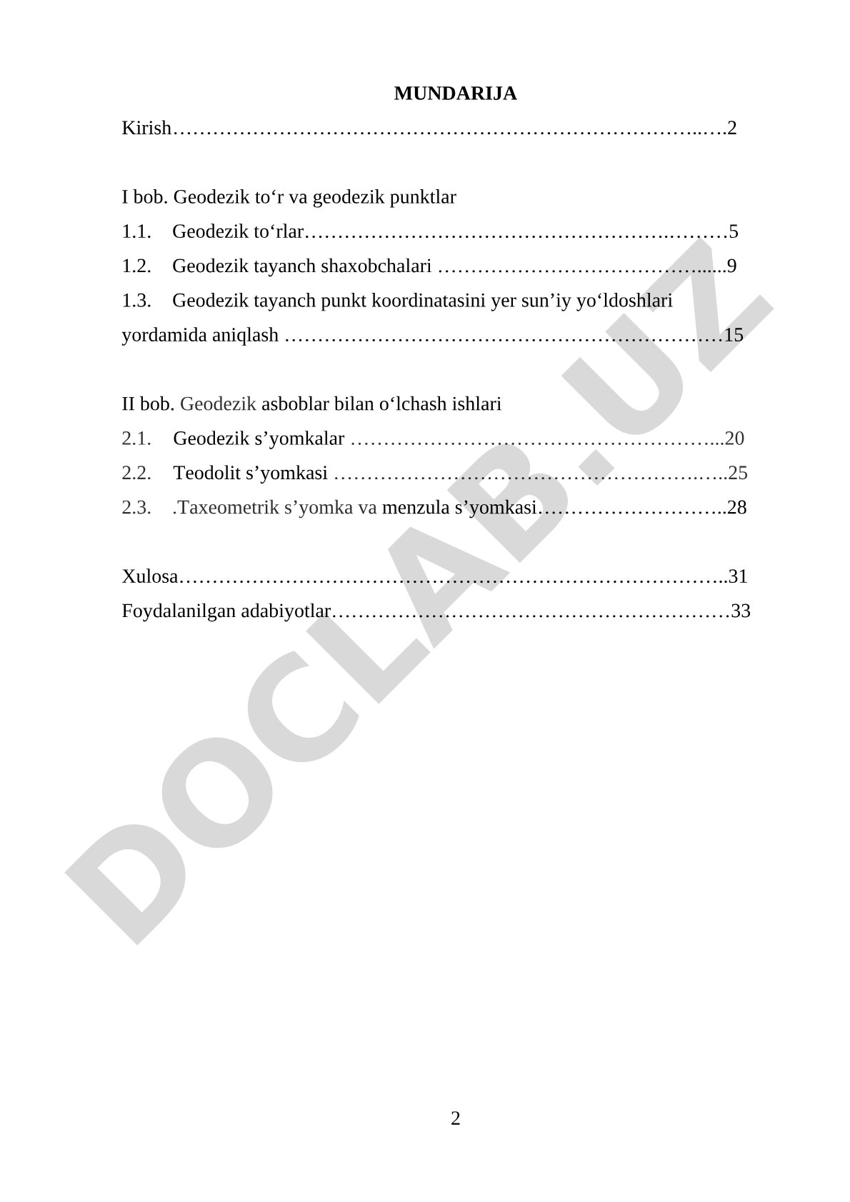 Davlat geodezik tayanch shaxobchalari