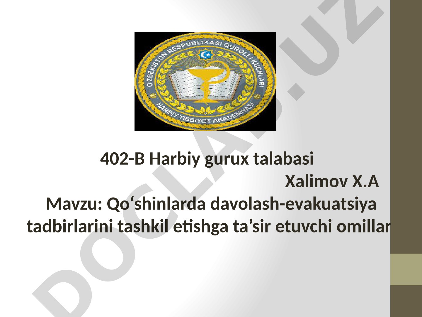 Qo‘shinlarda davolash-evakuatsiya tadbirlarini tashkil etishga ta’sir etuvchi omillar