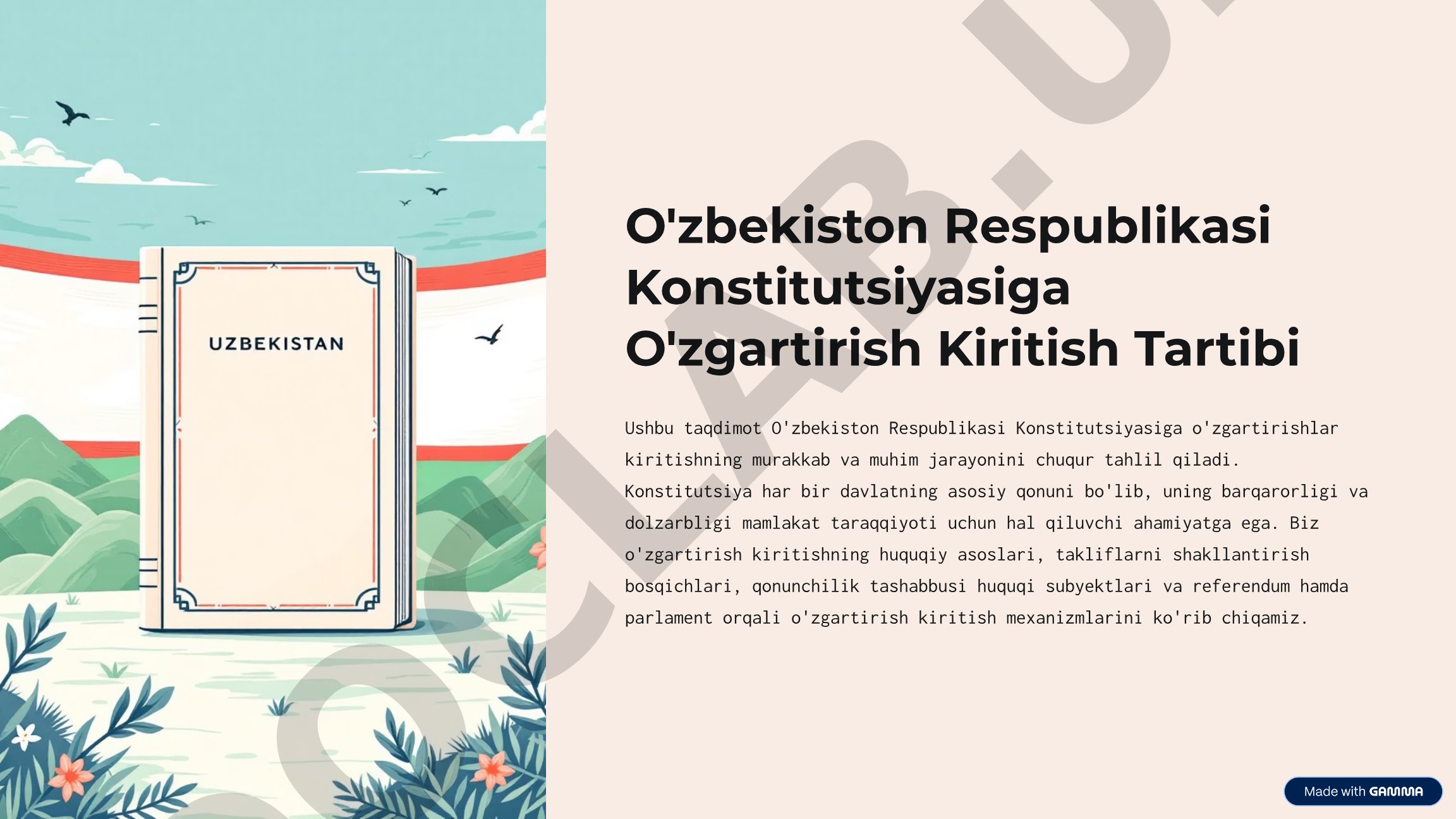 O'zbekiston Respublikasi Konstitutsiyasiga O'zgartirish Kiritish Tartibi