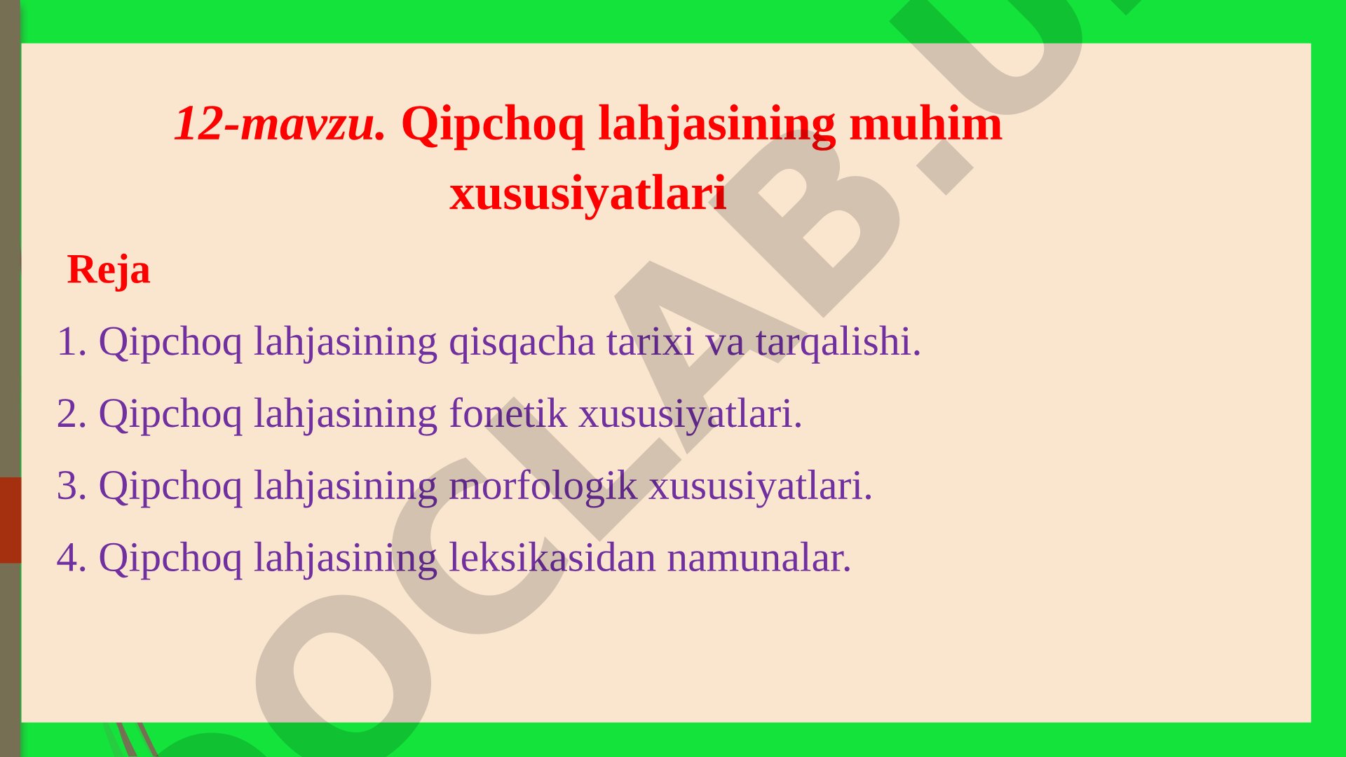 Qipchoq lahjasining muhim xususiyatlari
