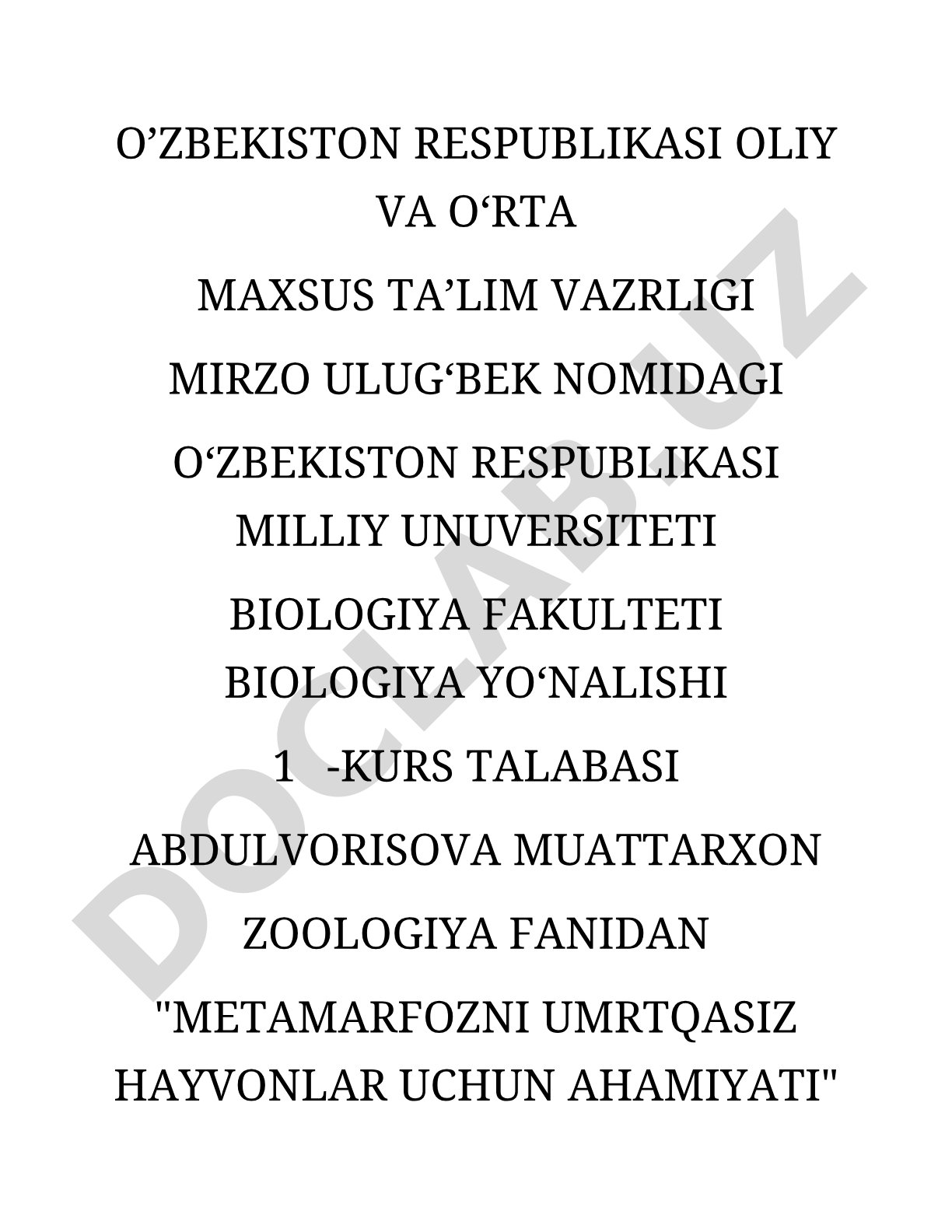 Metamarfozni umrtqasiz hayvonlar uchun ahamiyati