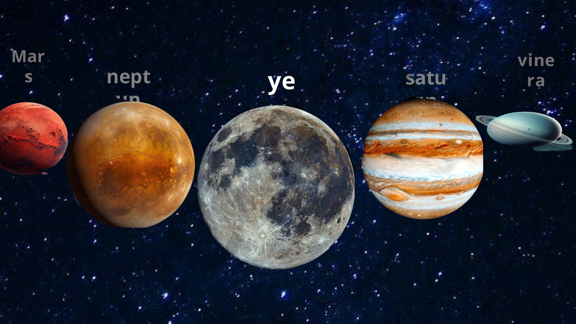Sayyoralar: Yer, Saturn, Venera, Neptun, Mars