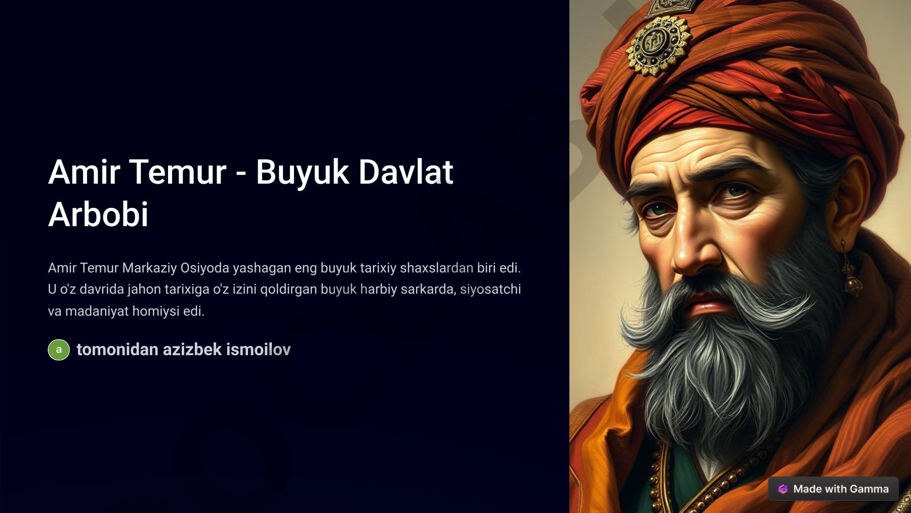 Amir Temur - Buyuk Davlat Arbobi