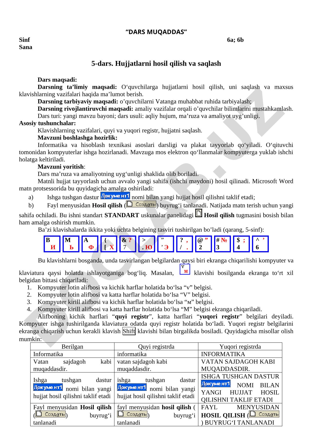 Word dasturida matnli ma'lumotlarni yaratish va saqlash