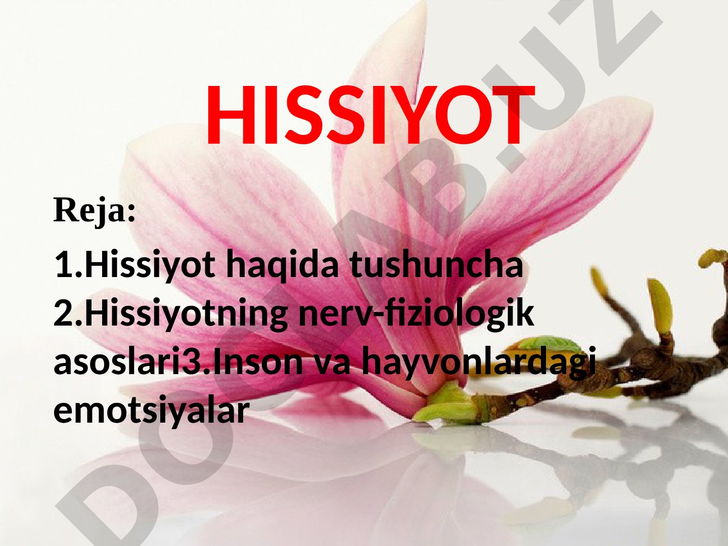 Hissiyot tushunchasi, nerv-fiziologik asoslari hamda inson va hayvonlardagi emotsiyalar