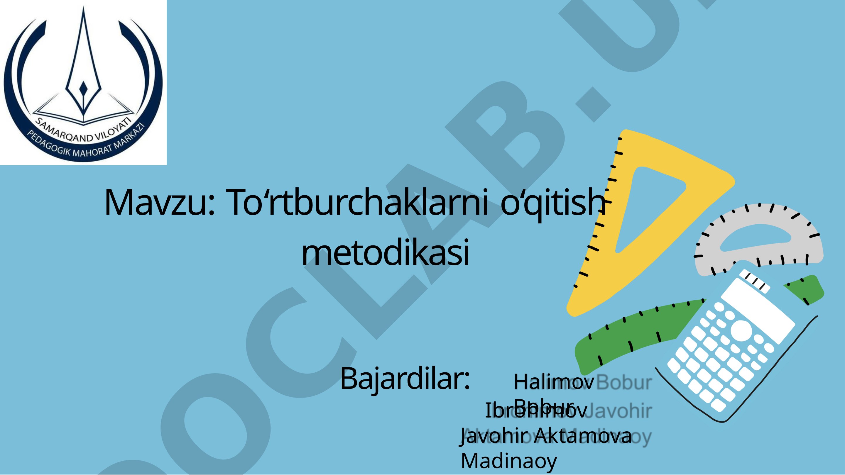 To‘rtburchaklarni o‘qitish metodikasi