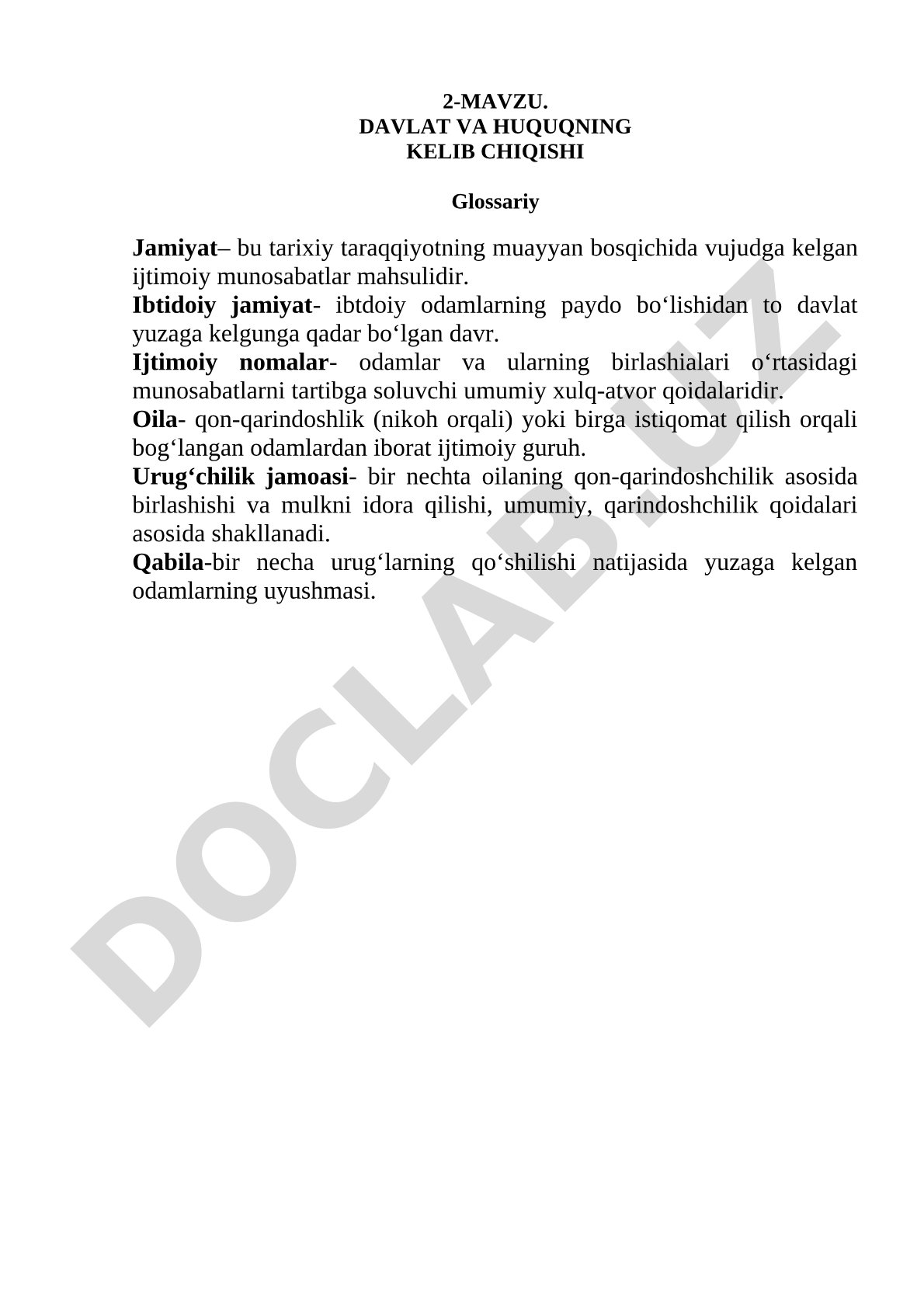 Davlat va huquqning kelib chiqishi