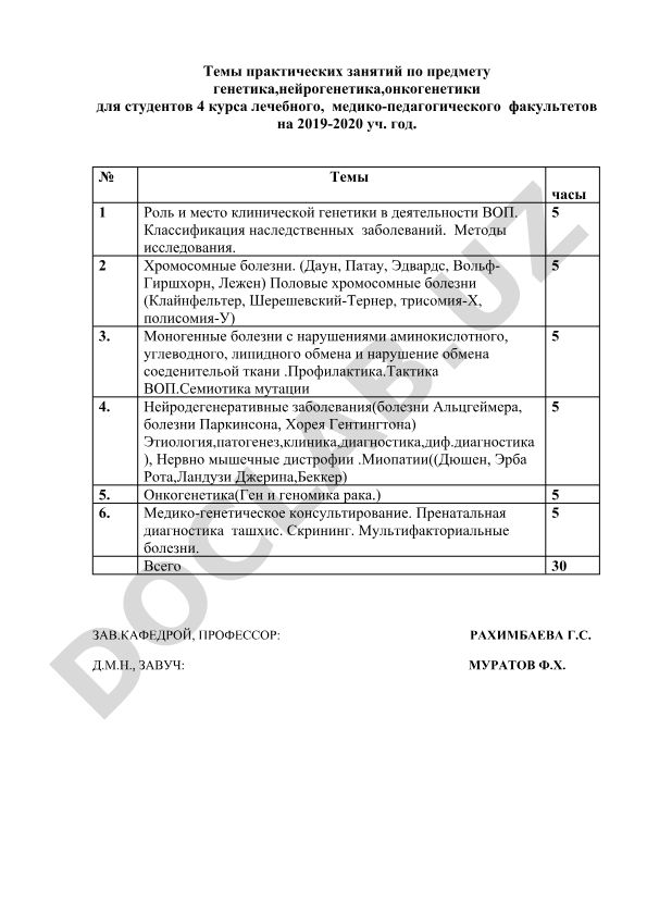 Генетика, нейрогенетика и онкогенетика: практические занятия для студентов 4 курса