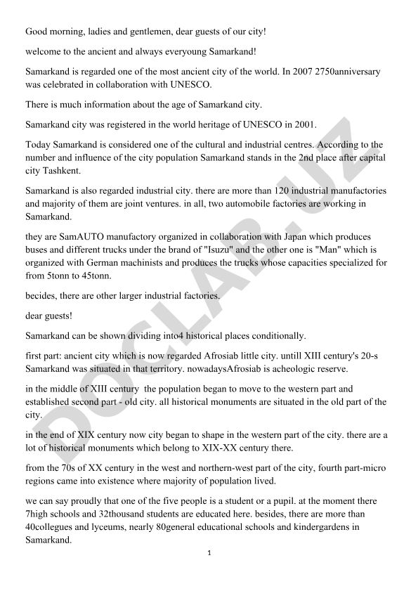 Samarkand city history, industry and tourism overview