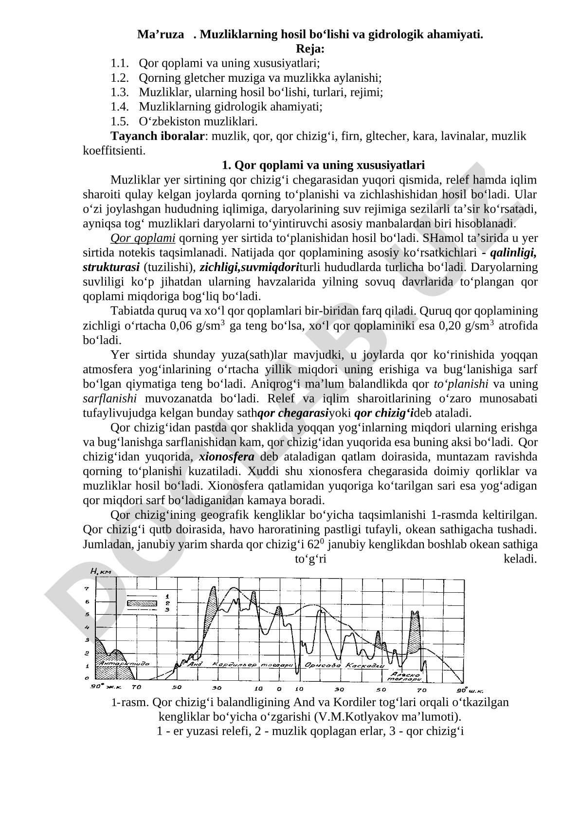 Muzliklarning hosil bo‘lishi va gidrologik ahamiyati
