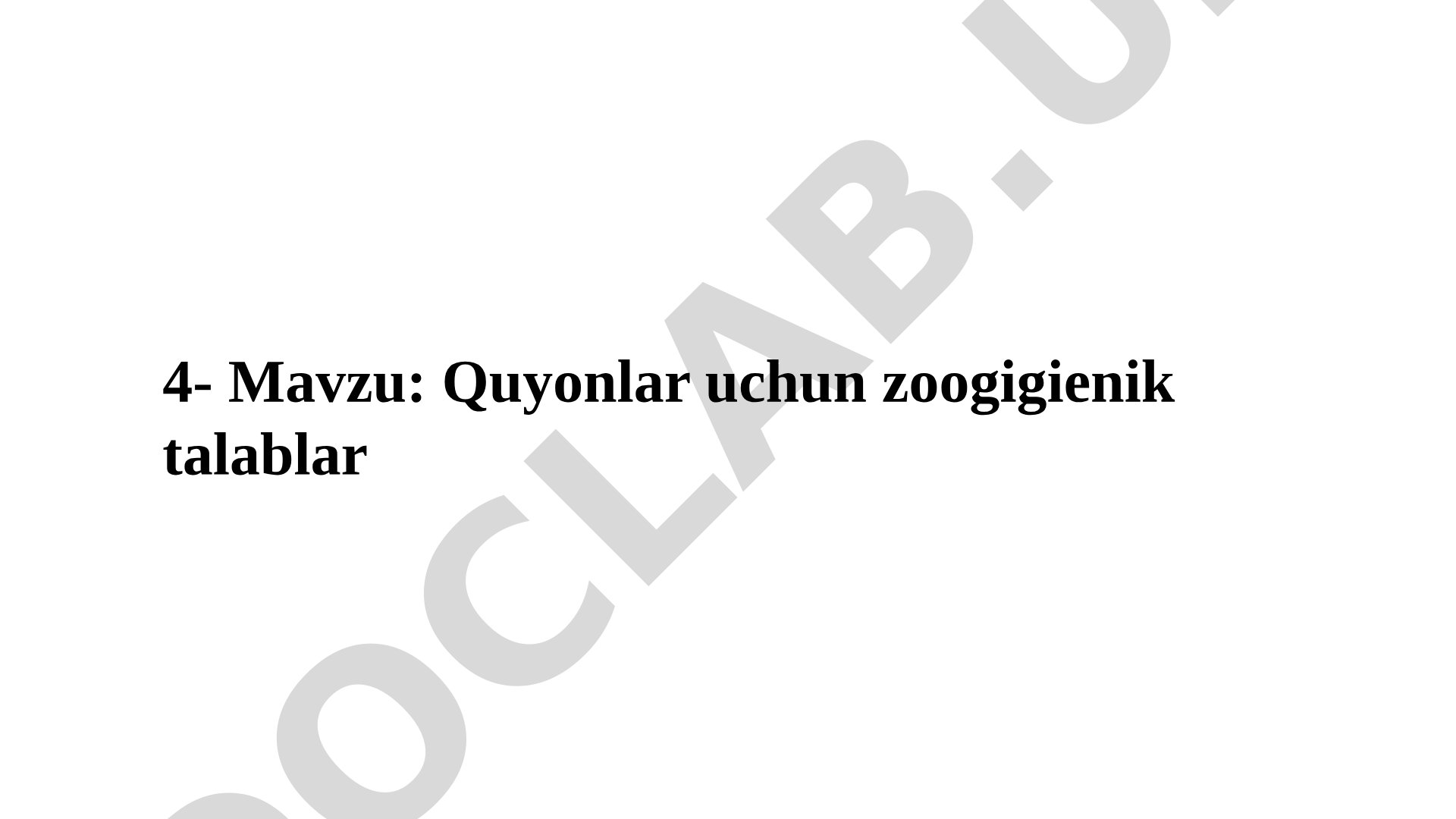 Quyonlar uchun zoogigienik talablar