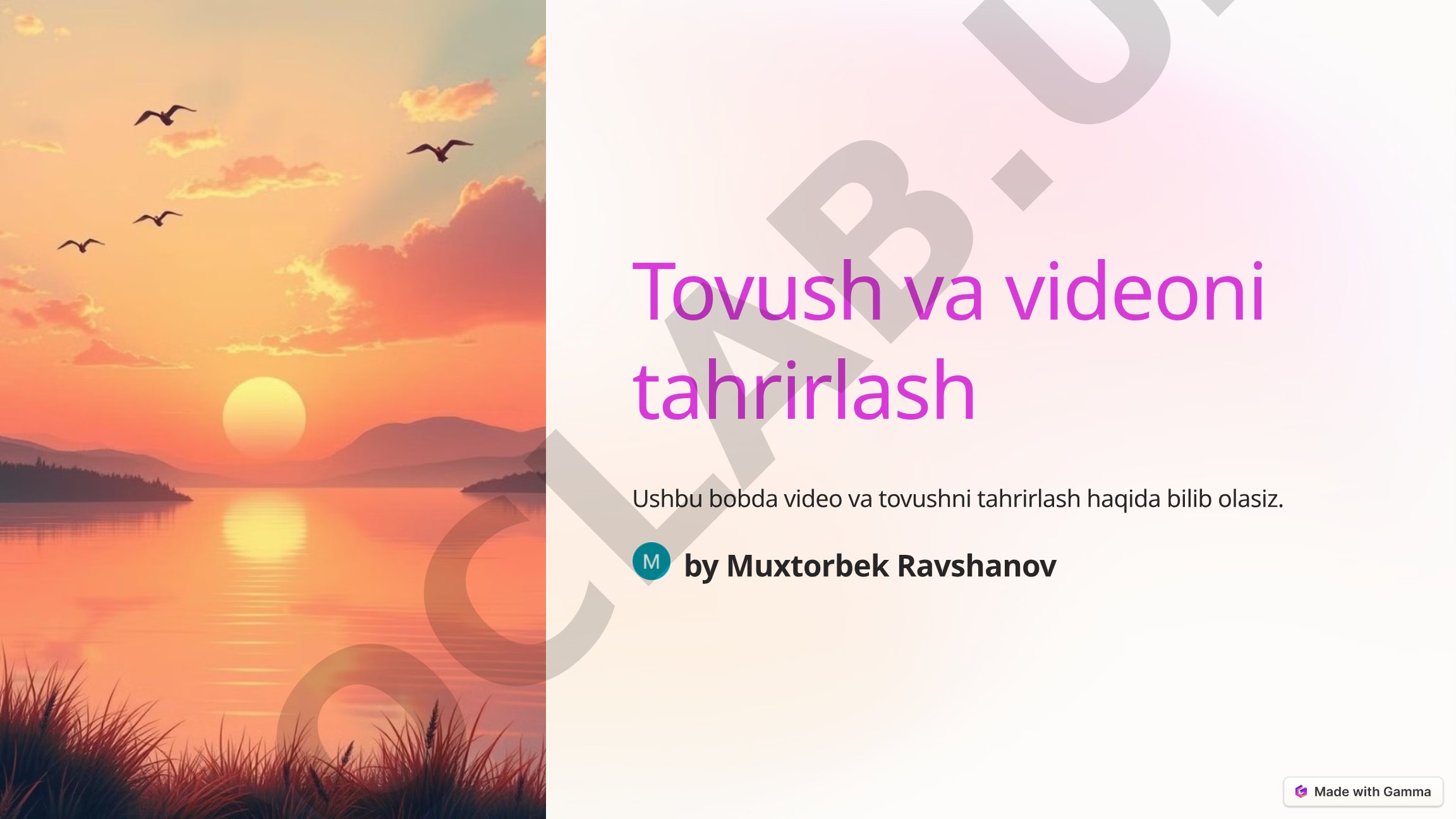 Tovush va videoni tahrirlash
