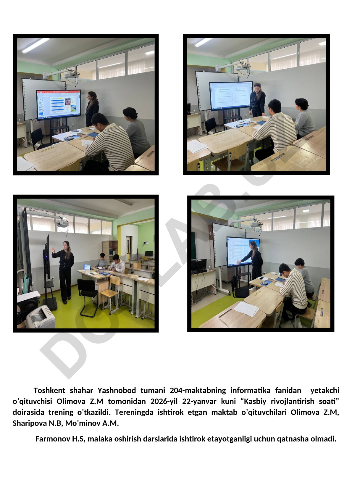 Kasbiy rivojlantirish soati doirasida informatika fanidan trening