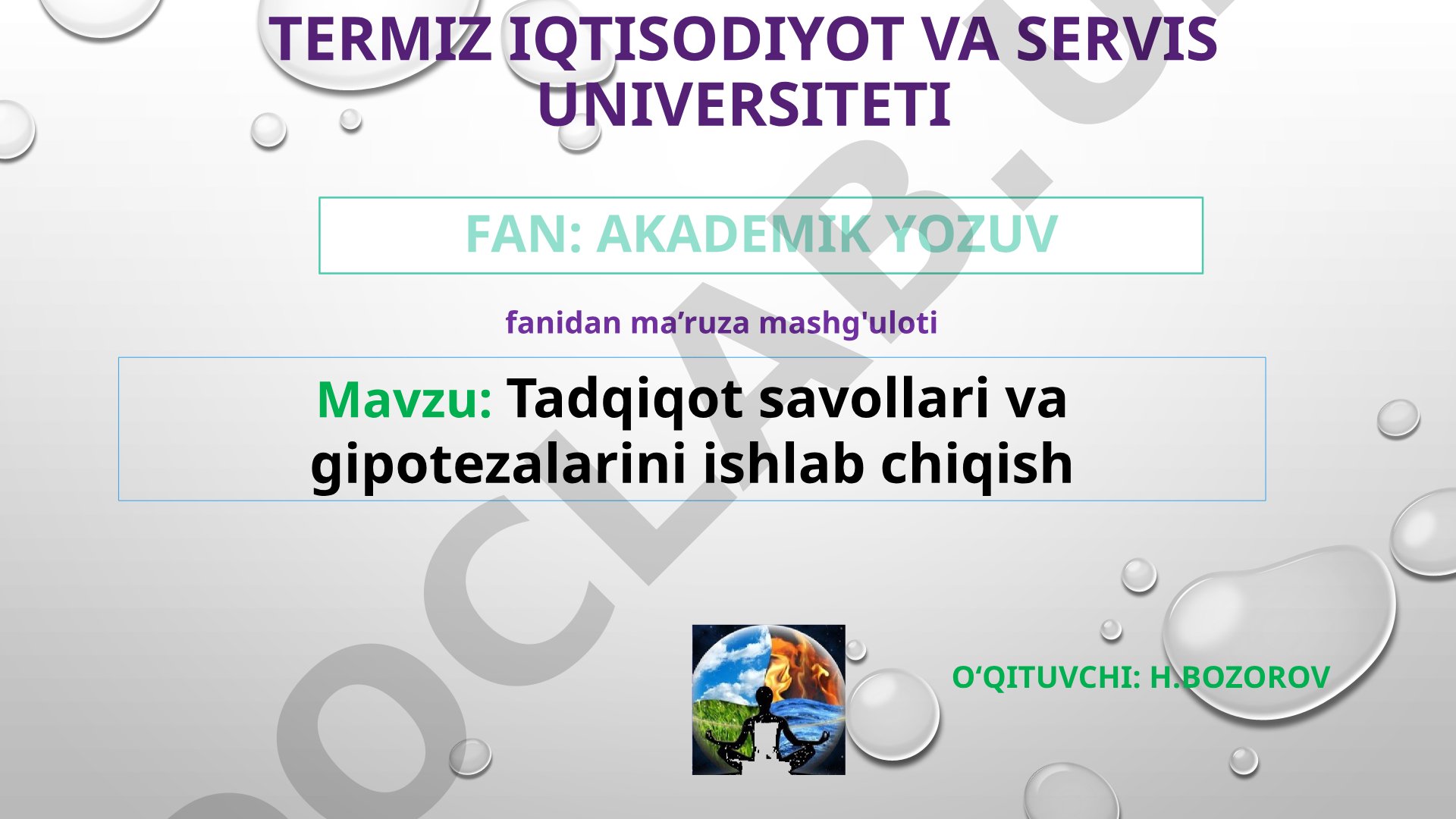 Tadqiqot savollari va gipotezalarini ishlab chiqish