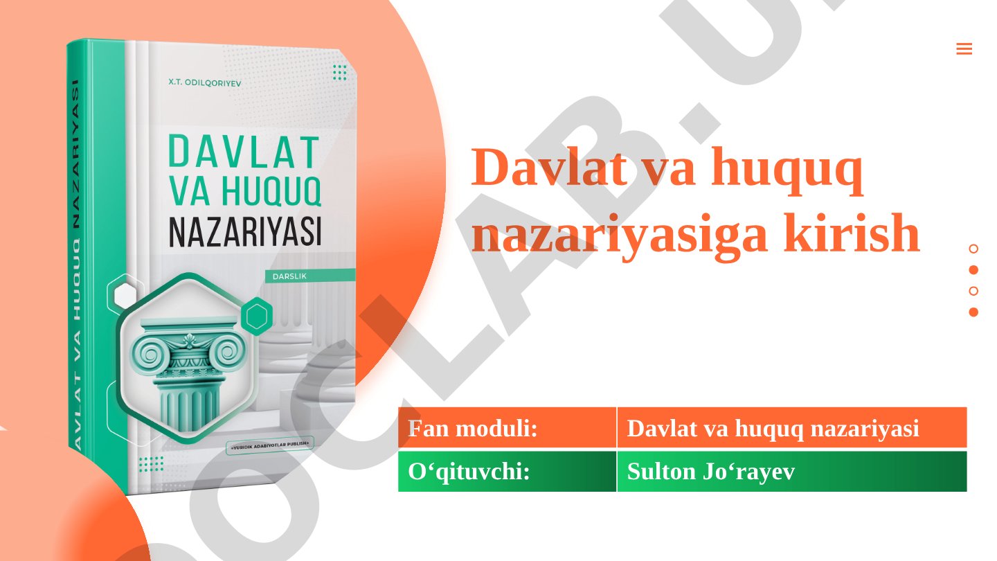 Davlat va huquq nazariyasiga kirish