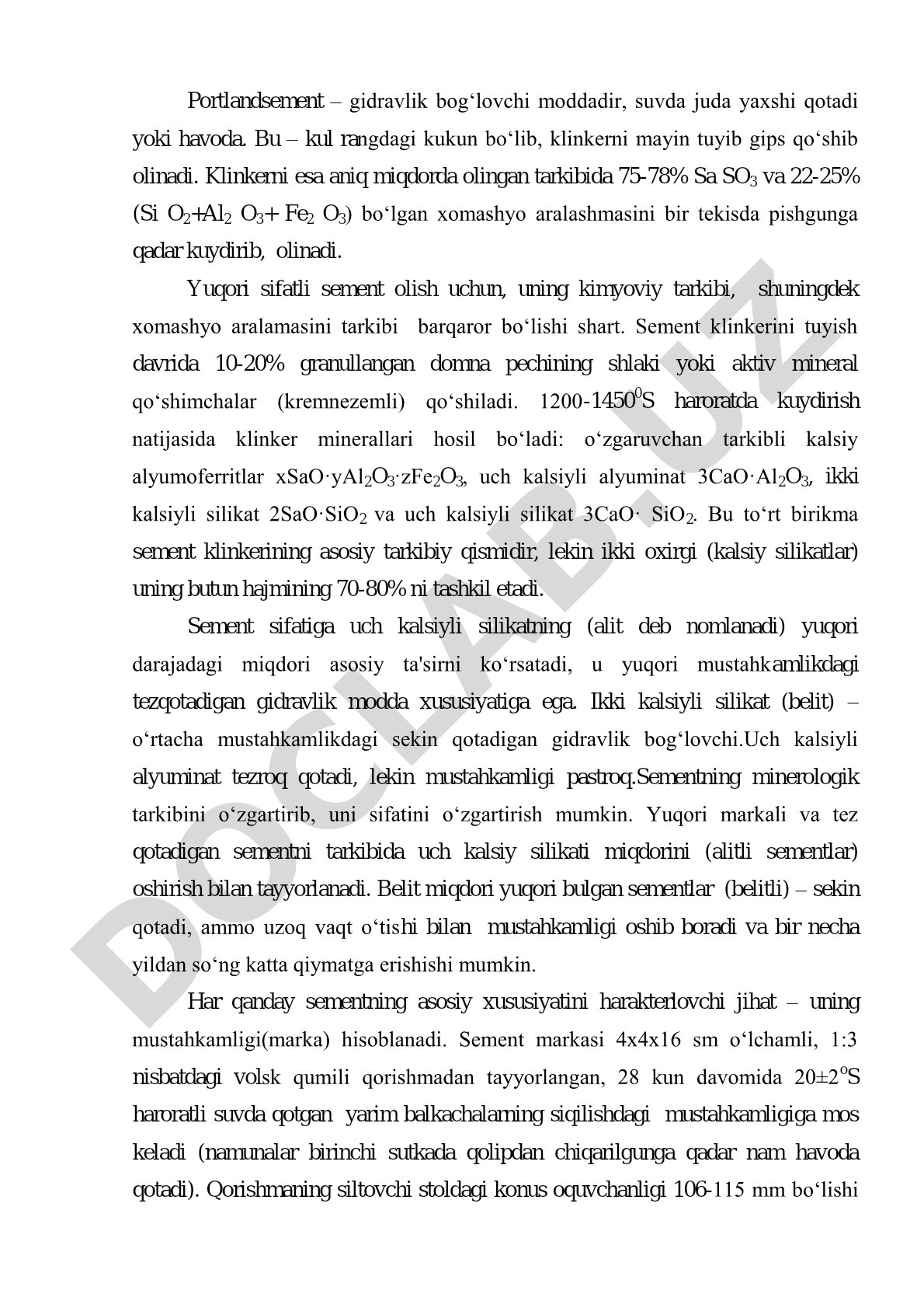 Portlandsement tarkibi va ishlab chiqarish texnologiyasi