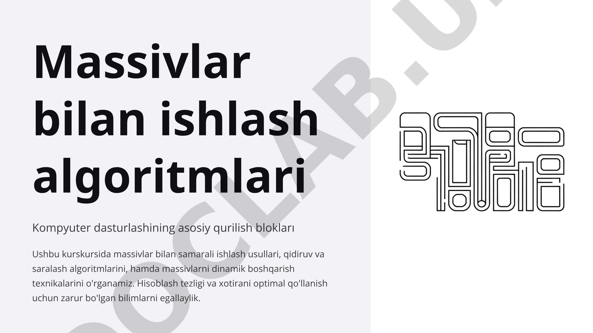 Massivlar bilan ishlash algoritmlari