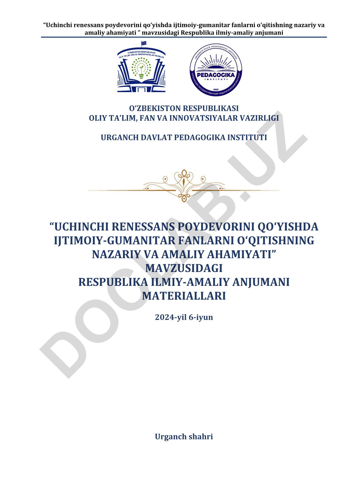 Uchinchi renessans poydevorini qo'yishda ijtimoiy-gumanitar fanlarni o'qitishning nazariy va amaliy ahamiyati