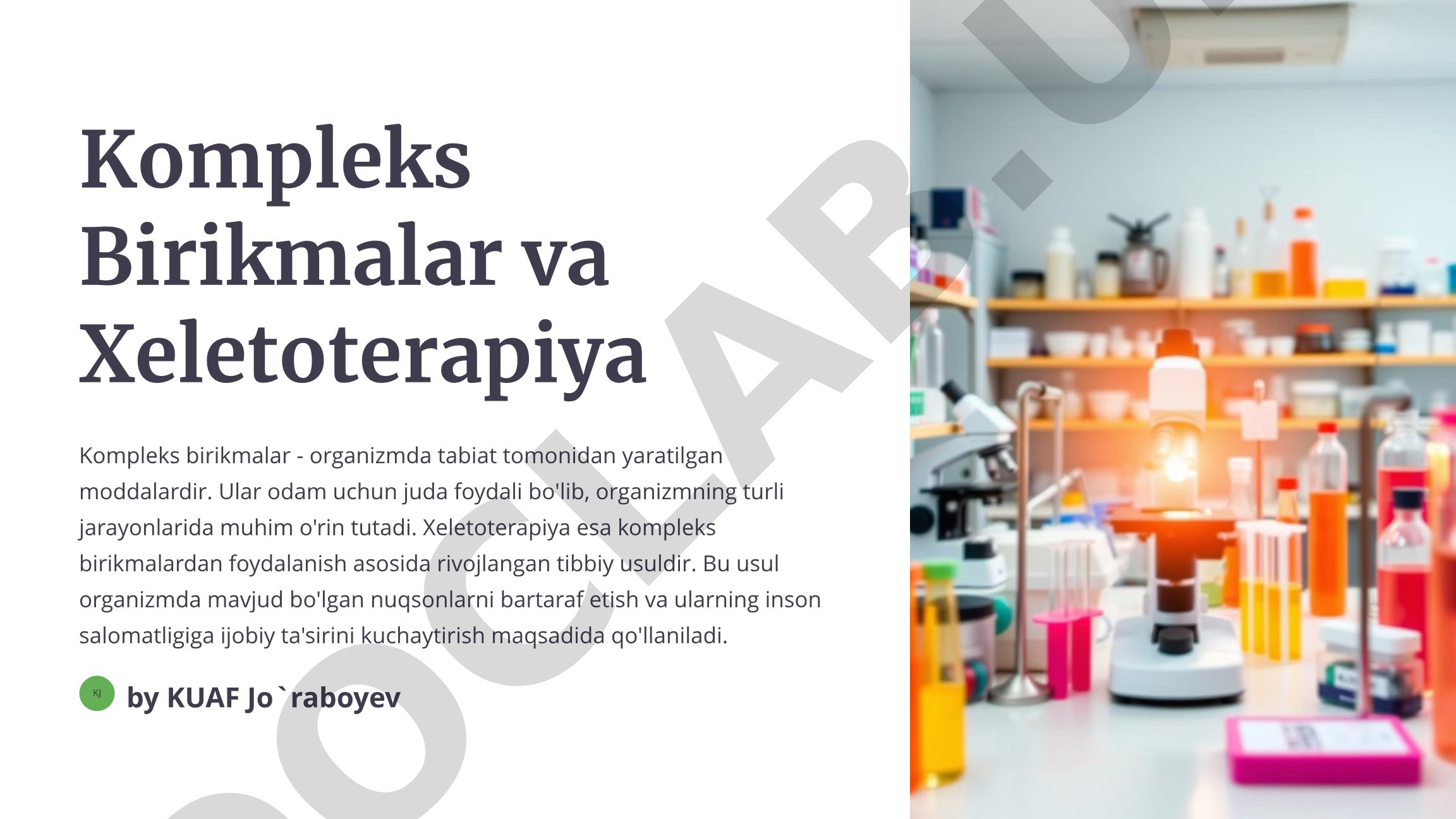 Kompleks Birikmalar va Xeletoterapiya